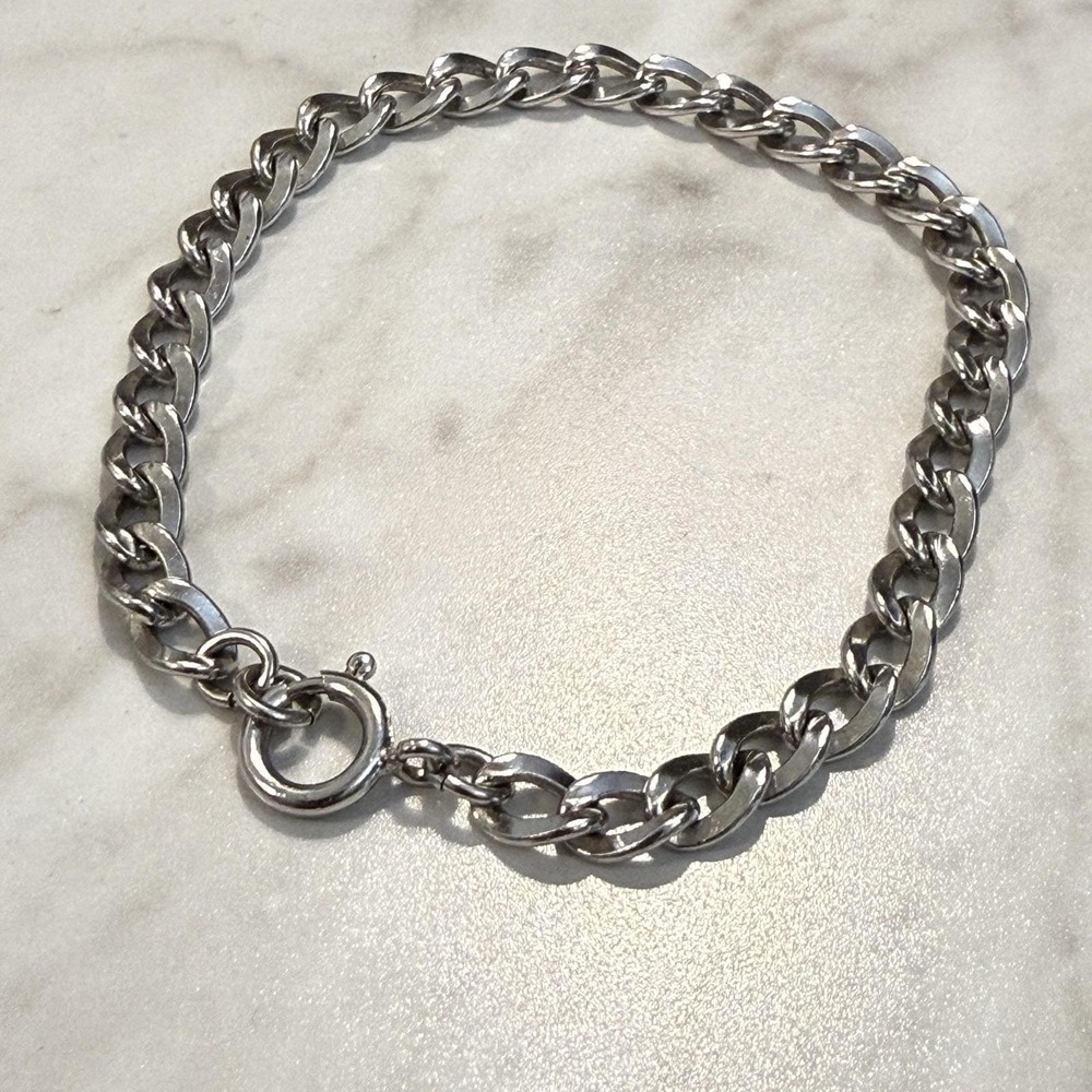 Vintage Carl Art Sterling Silver Curb Chain For Charm Bracelet 8.9 gr 7"